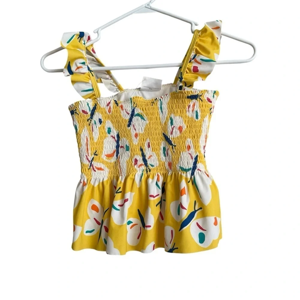Hanna Andersson Sunblock Swim Yellow Smocked Top Girls Size 10
